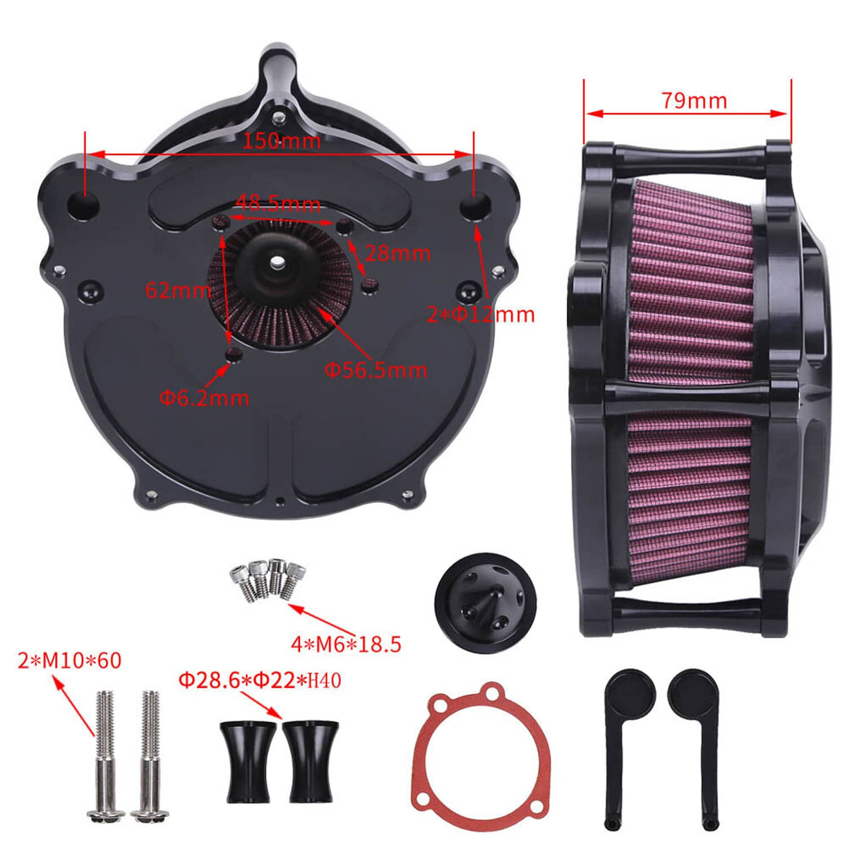 Solidspare For Harley Dyna FXD FXDL FXDWG FXDX 1993-2017 Air Cleaner Intake Filter Kit New