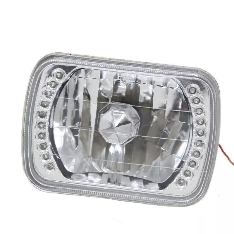 Pair For Mazda B2200 B2600 RX-7  5X7" 7X6" H4 LED Red Halo Headlights W/O Bulbs