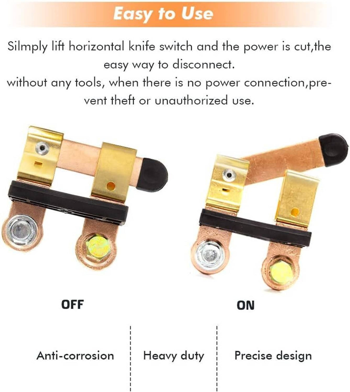 Solidspare Auto Battery Disconnect Switch Blade Side Post Terminal Car Shut Cut Off Vehicle