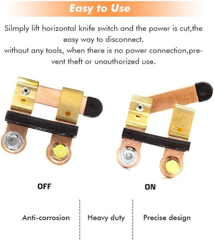 Solidspare Auto Battery Disconnect Switch Blade Side Post Terminal Car Shut Cut Off Vehicle
