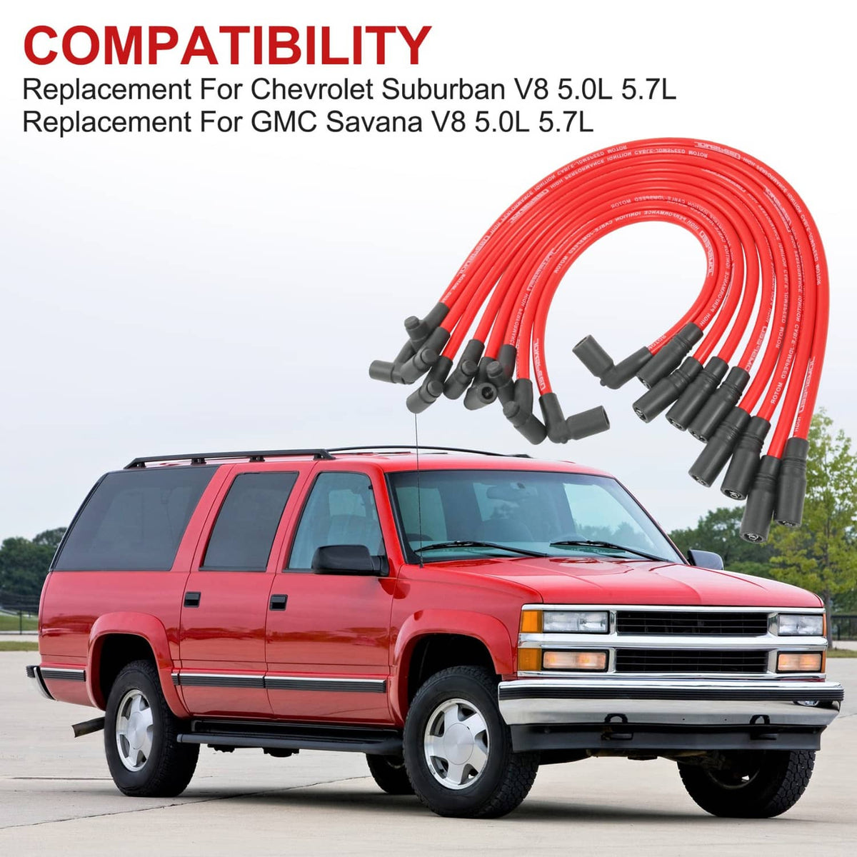 Solidspare Spark Plug Wire 9718Q For Chevrolet Express 2500 3500 Tahoe GMC Savana 1500 5.7L