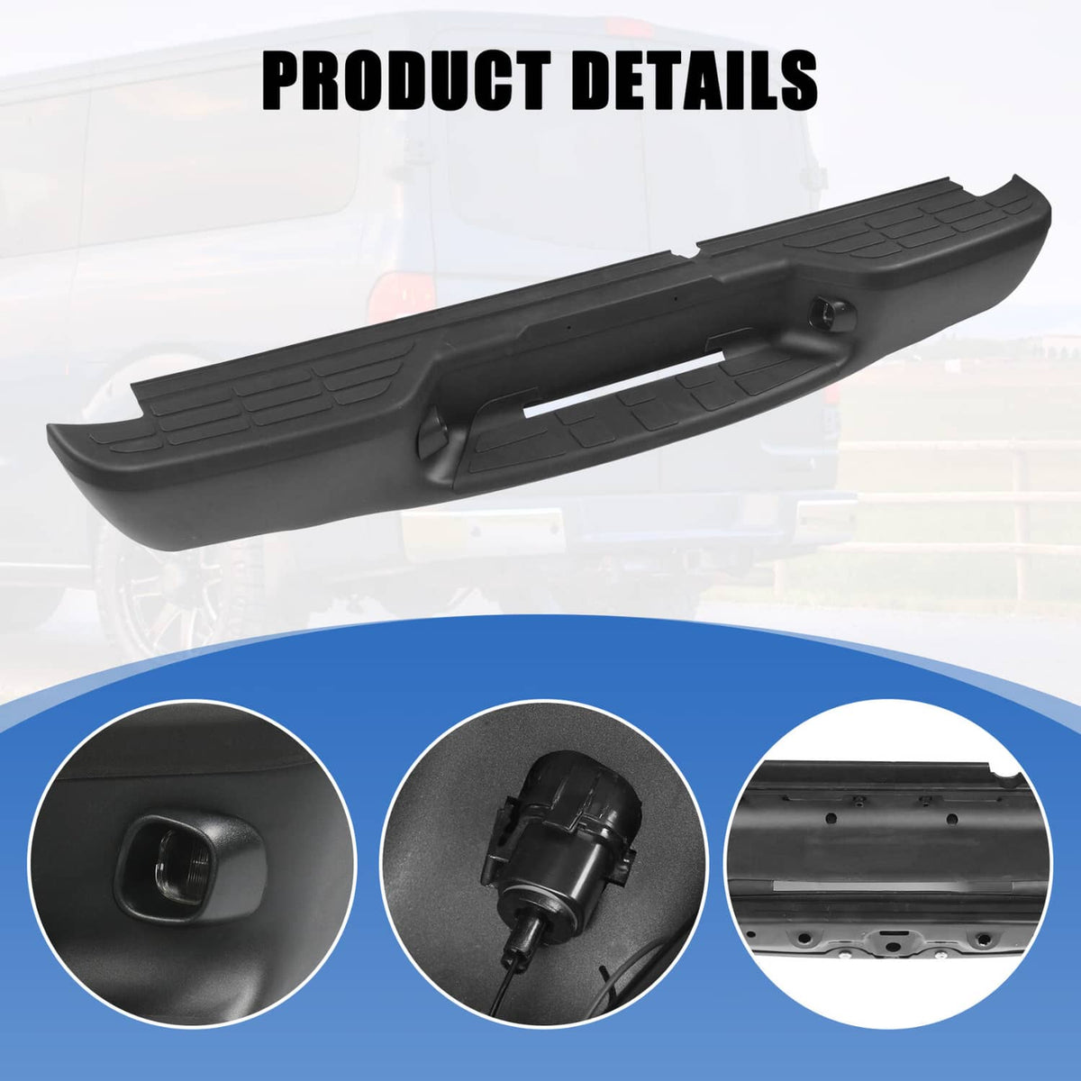 Solidspare Black Rear Step Bumper Assembly For 1998-2004 Chevrolet S10 GMC Sonoma