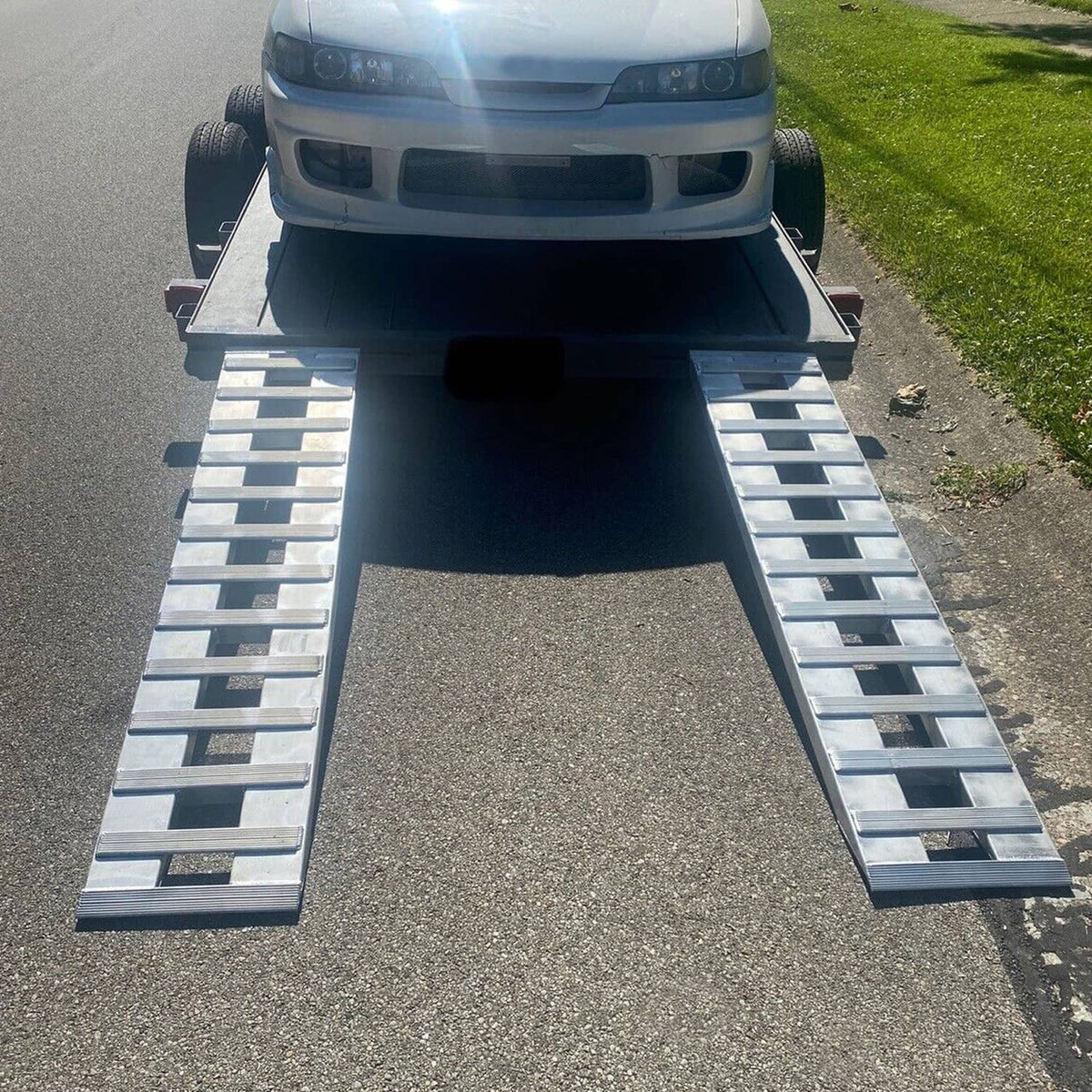 Solidspare 2Pcs 80"×15" 6000Lbs Car Trailer Ramps Truck Hook End Knife 1 Pair, Aluminum