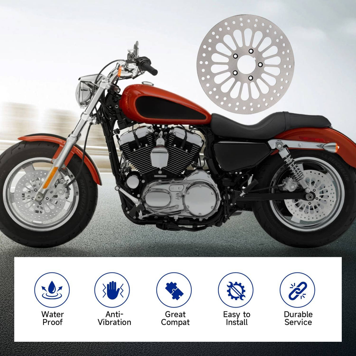 Solidspare For Harley Touring Sportster Softail 11.5" Front & Rear Brake Rotor Stainless
