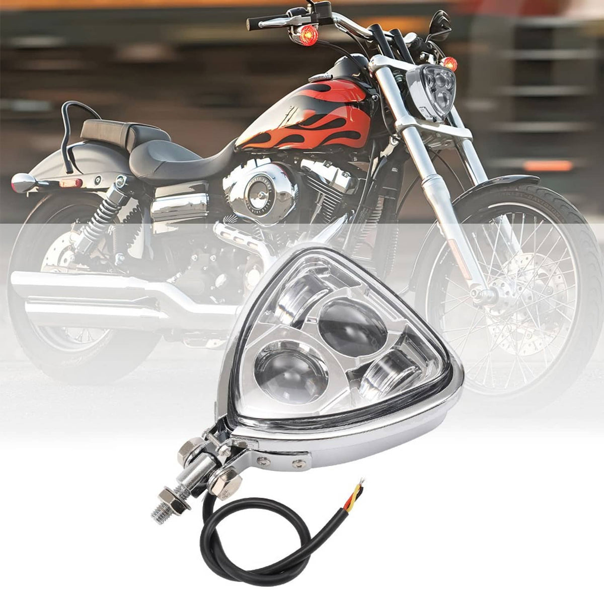 Solidspare LED Headlight Triangle Headlamp Assembly for Harley Chopper Bobber Cafe Racer