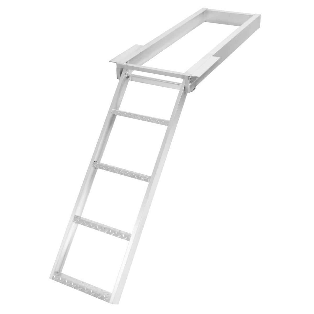 Solidspare 4 Step Pontoon Under Deck Boat Ladder Aluminum Under-Boat Mount , Silvery
