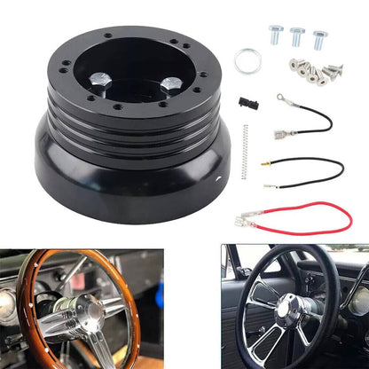 Solidspare For GM Chevy 5 & 6 Hole Steering Wheel Hub Adapter Flaming River Ididit BlacK