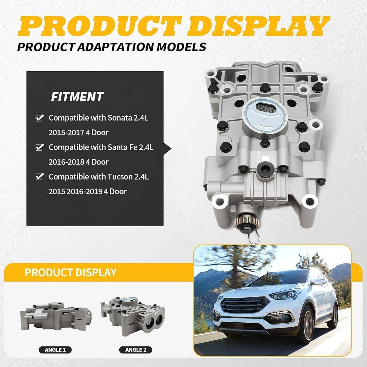 Solidspare Shaft Balance Oil Pump 19 Teeth For 2015-19 Hyundai Sonata Santa Fe Tucson 2.4L