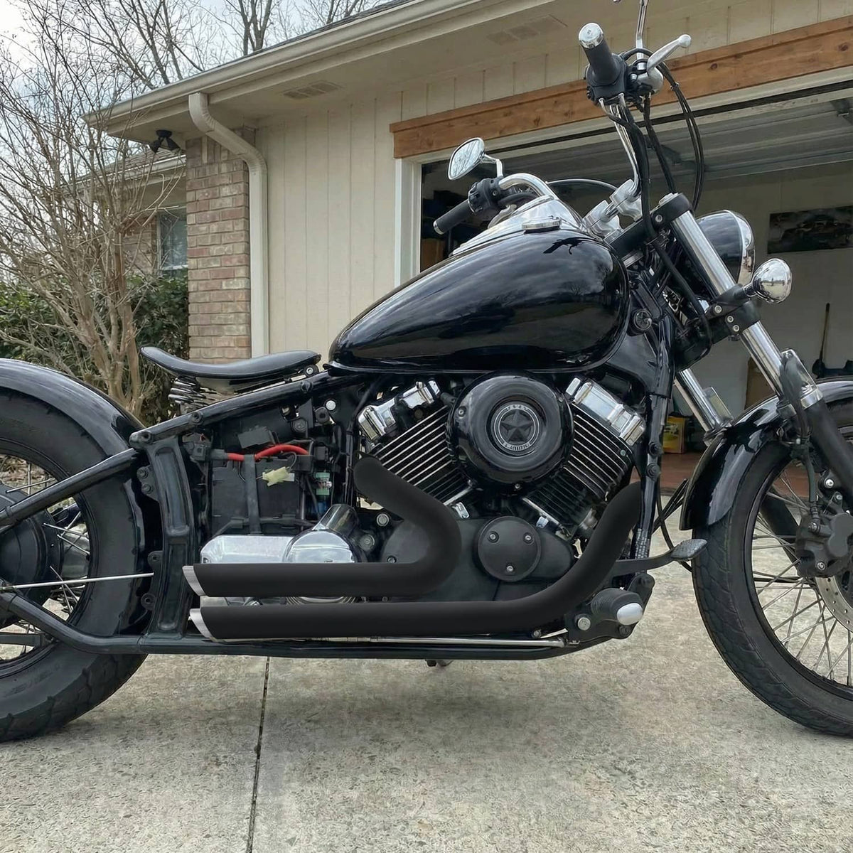Solidspare For Yamaha V star 650 XVS650 Dragstar 650 Shortshots Staggered Exhaust Pipes