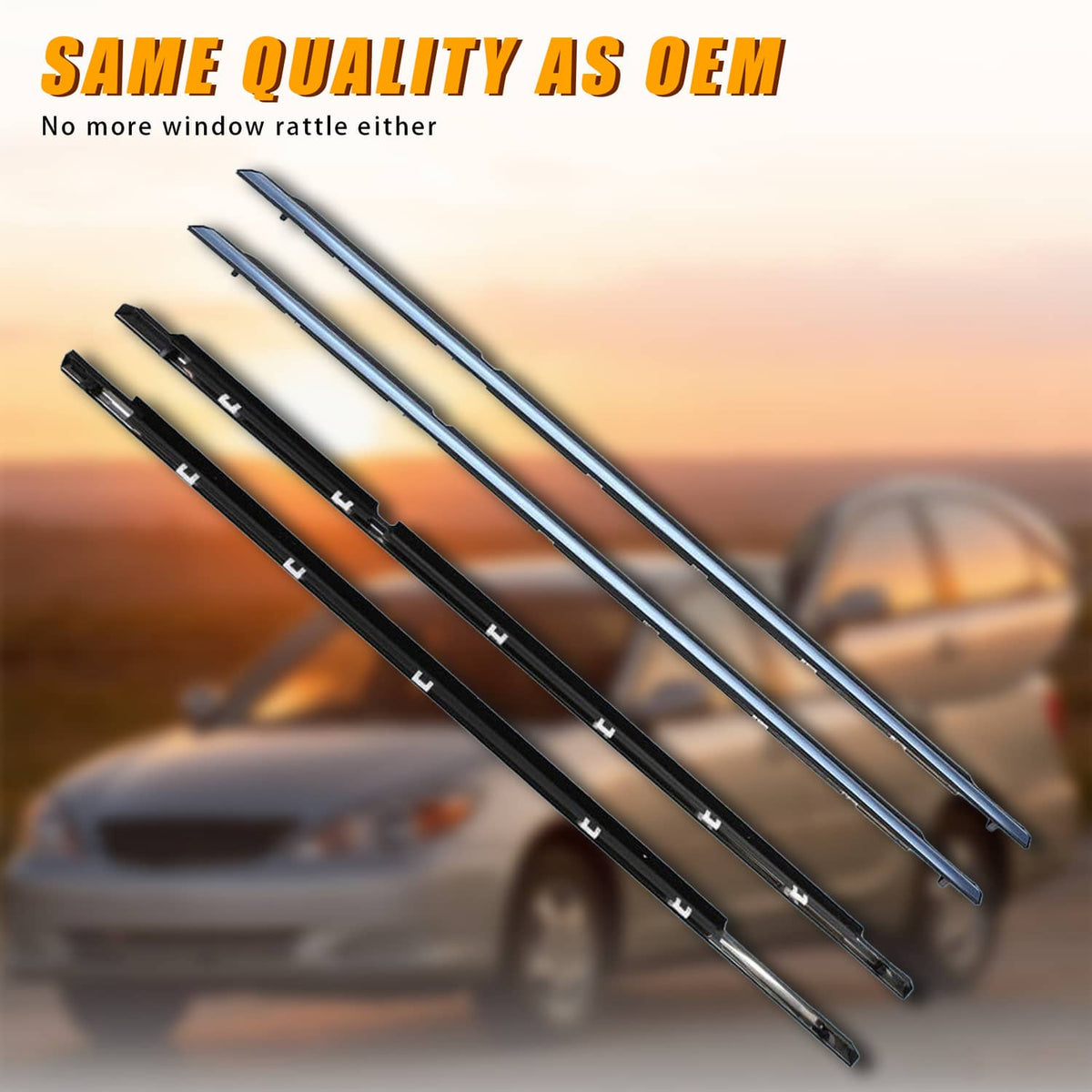 Solidspare 4x Window Molding Trim Weather Strip Seal Strip for 2002-2006 Toyota Camry Blcak
