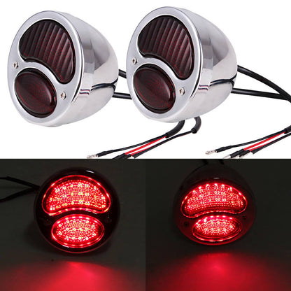 Solidspare 2pcs Vintage LED Custom Hot Rat Street Rod Tail Lights Brake Stop Ford Model A