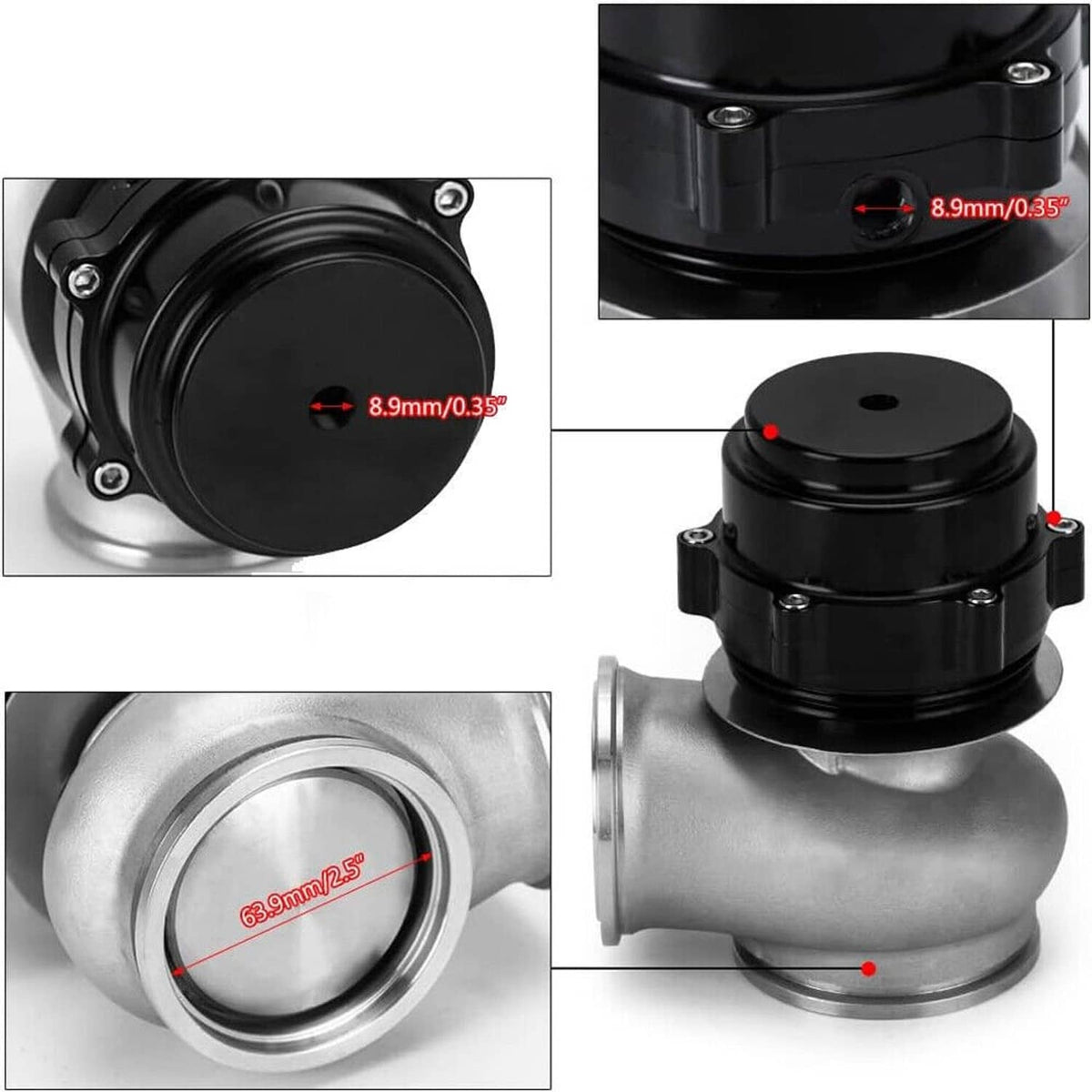 Solidspare Black 60MM Vband Flange Clamp Wastegate EWG Waste Gate 10 & 18 PSI Spring Kits