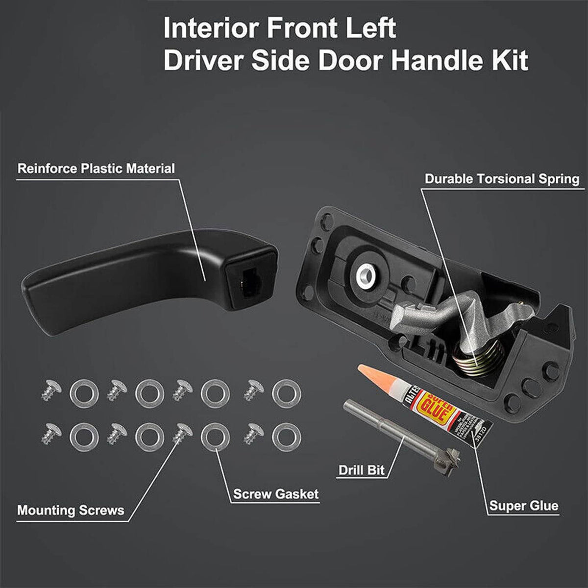 Solidspare Driver Interior Inside Door Handle Repair Kit For 2007-13 Chevy Sierra Silverado