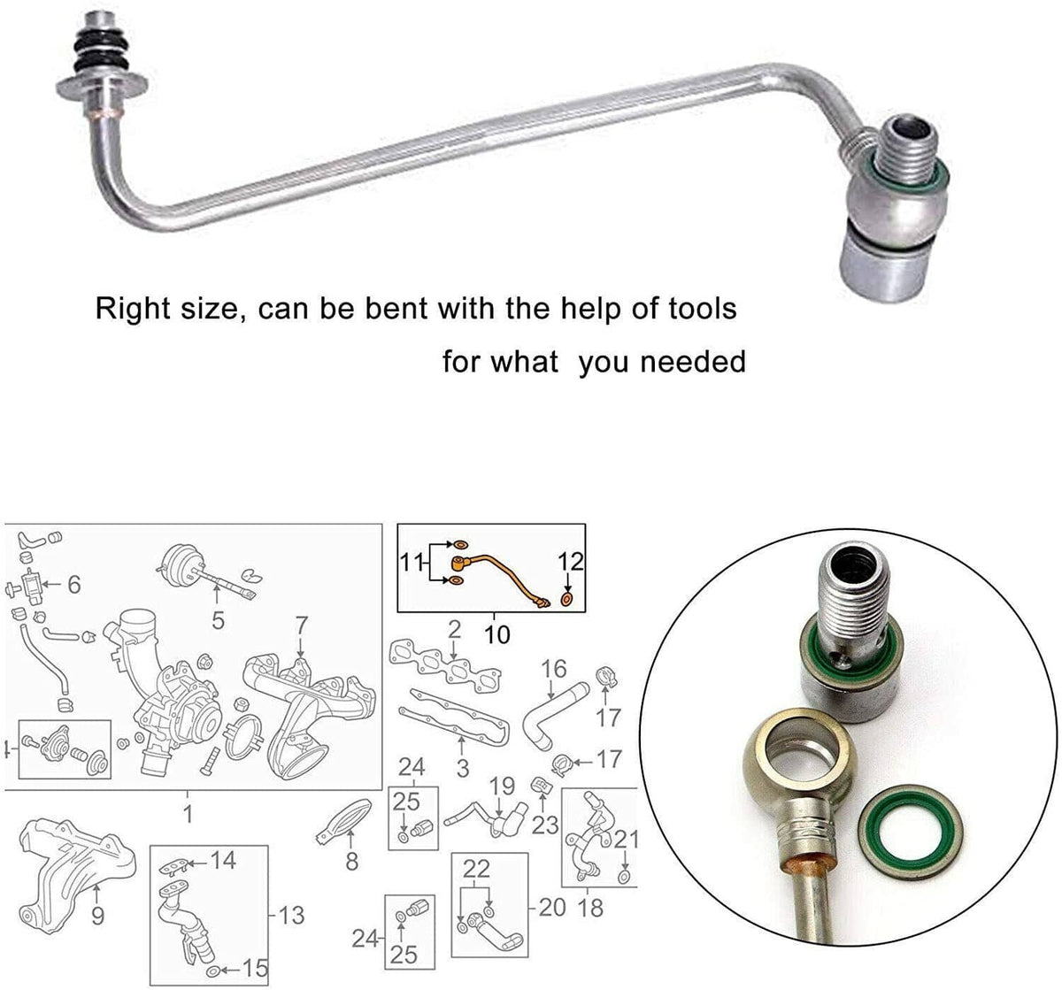 Solidspare Turbo Oil Feed Pipe Tube 625829 For 2011-2018 Chevy Cruze 1.4 55592600 25198546