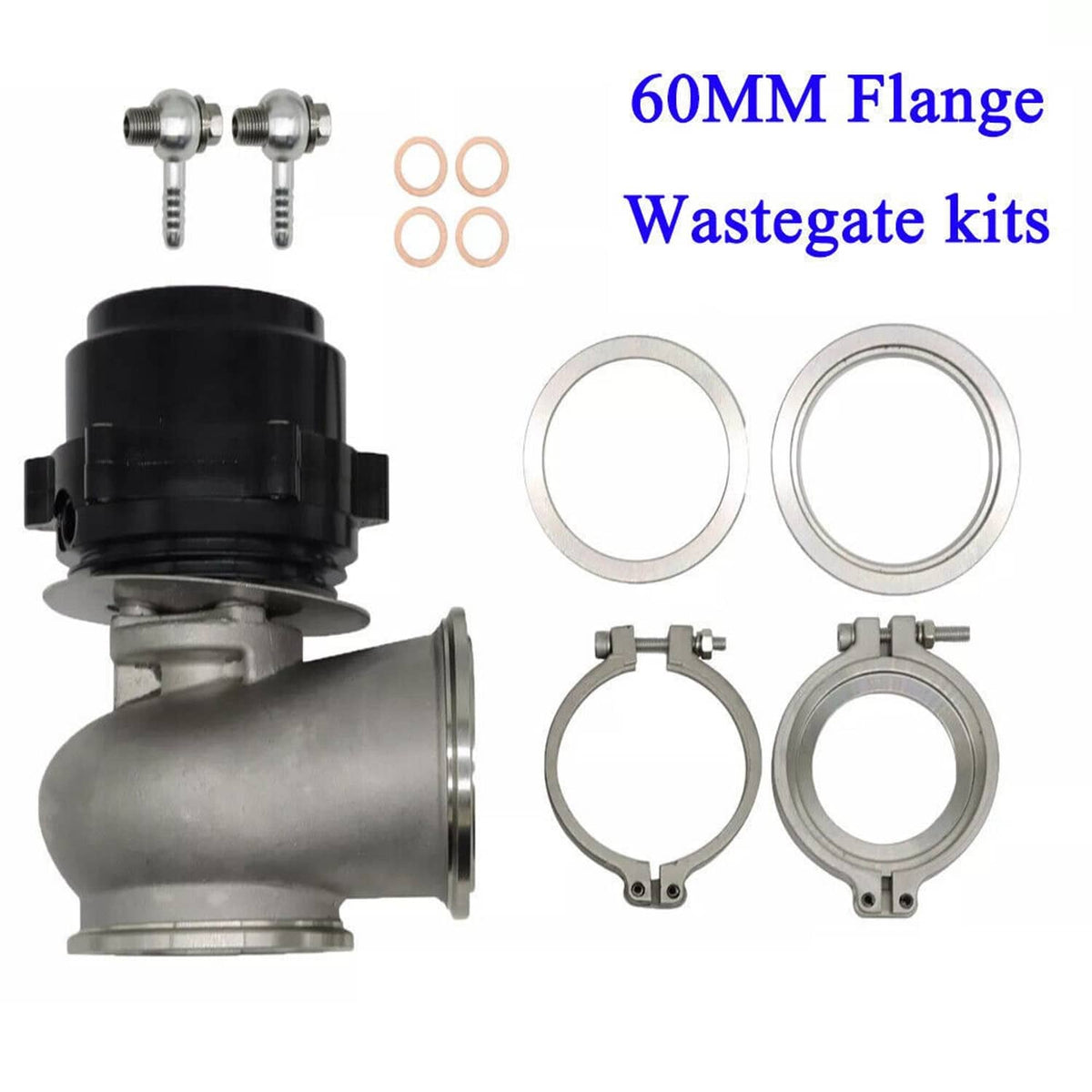Solidspare 60MM V-Band Flange Clamp Wastegate EWG Waste Gate 10 & 18 PSI Spring Kits Black