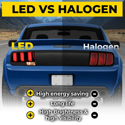 Solid Spare Pair LED Tube Signal Brake Lamps Smoked Tail Lights For 2005-2009 Ford Mustang