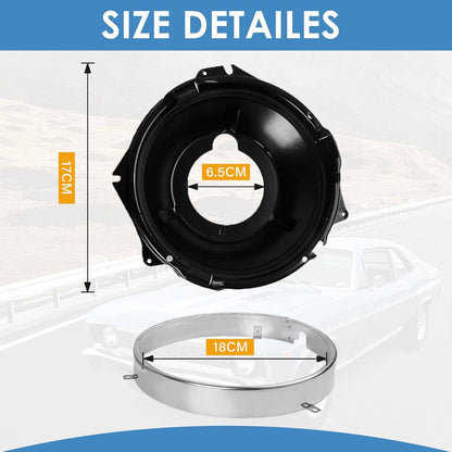 Solidspare Headlamp Retaining Ring Mounting Bucket Kit w/ hardware Camaro Nova rings 28pcs