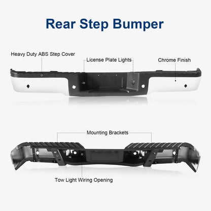 Solidspare Chrome Rear Step Bumper Assembly With Sensor Holes For Ford F-150 F150 2009-2014
