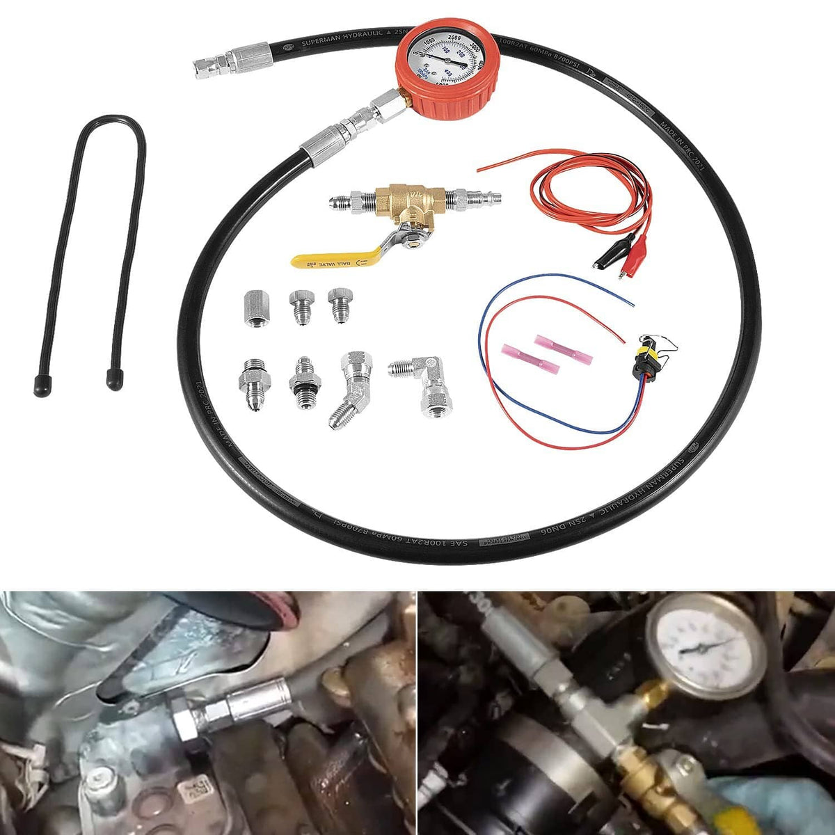 Solid Spare Hpop Test Tool High Pressure & Air Leak Test Gauge Tool Kit for Ford 6.0L & 7.3L