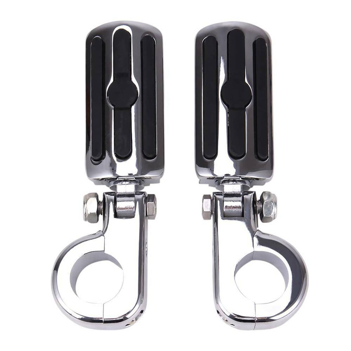 Solidspare 1.25" Highway Footpegs Adjustable Footrest Mounting P-Clamps For Harley Honda