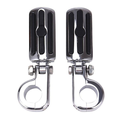 Solidspare 1.25" Highway Footpegs Adjustable Footrest Mounting P-Clamps For Harley Honda