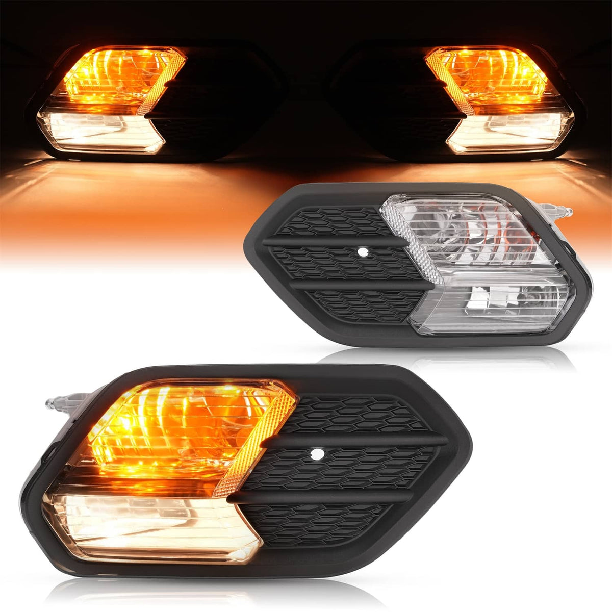 Solid Spare For 2017-2019 Ford Escape Kuga Pair Driving Fog Lights Turn Signal Lamps w/Cover