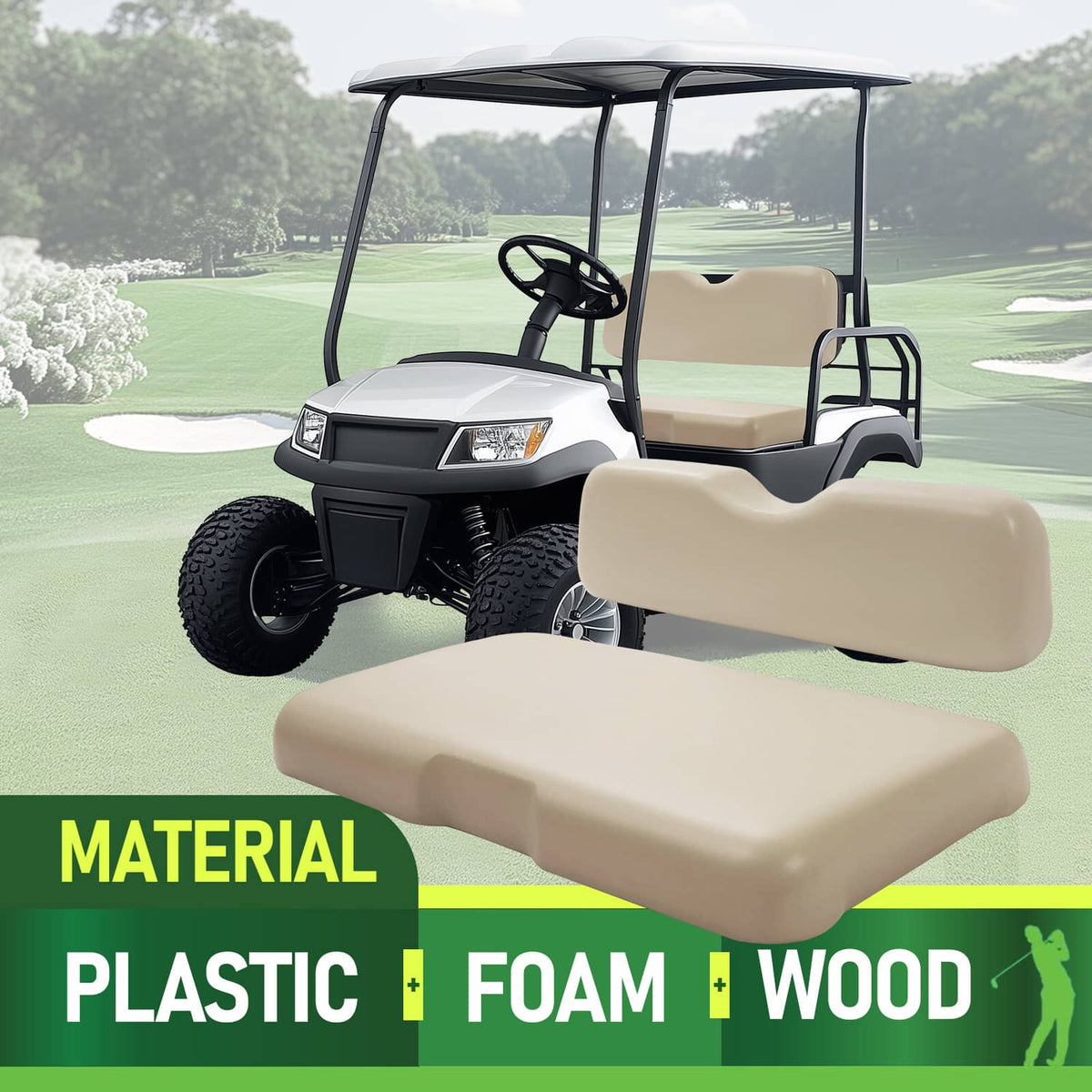 Solidspare For EZGO RXV 2008-Up Models Stone Golf Cart Front Seat Cushion Bottom Backrest