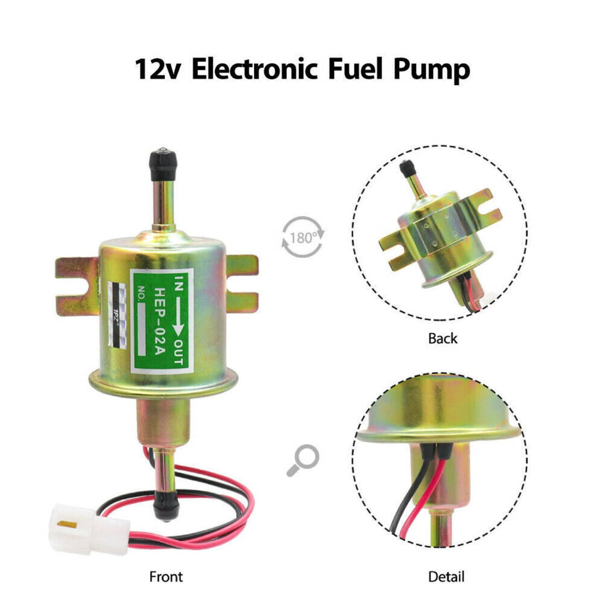 Solidspare HEP-02A Inline Fuel Pump 12v Electric Transfer Low Pressure Gas Diesel Fuel Pump