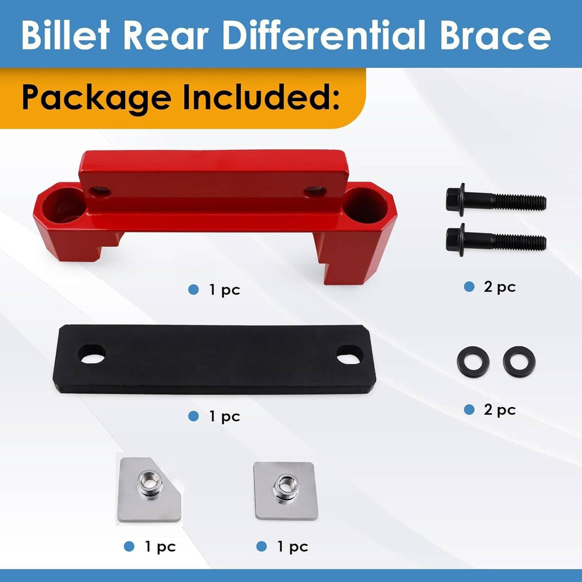 Solid Spare Fit 2015-2023 Dodge Diff Brace Anodized Red SRT Hellcat Scat Redeye Differential