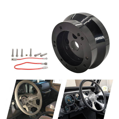 Solidspare 5 & 6 Hole Steering Wheel Short Hub Adapter For Ididit GM Chevy Aluminum Black
