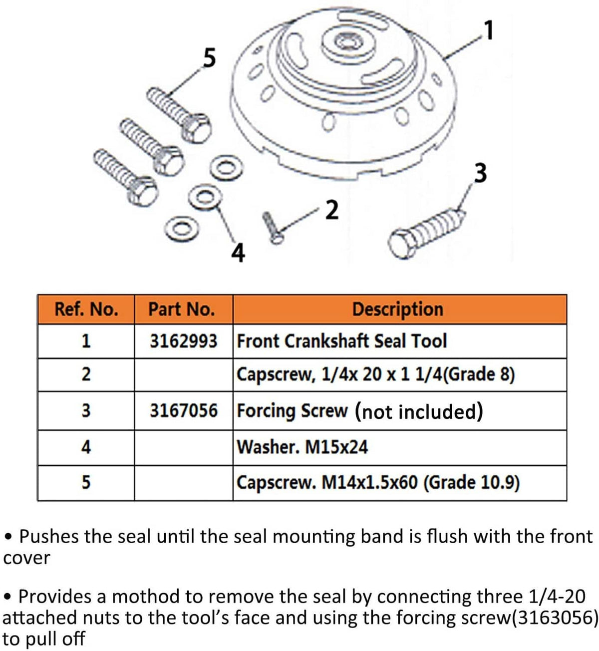 Solid Spare 3162992 Front Crankshaft Seal Removal & Installation Tool for Cummins ISX QSX