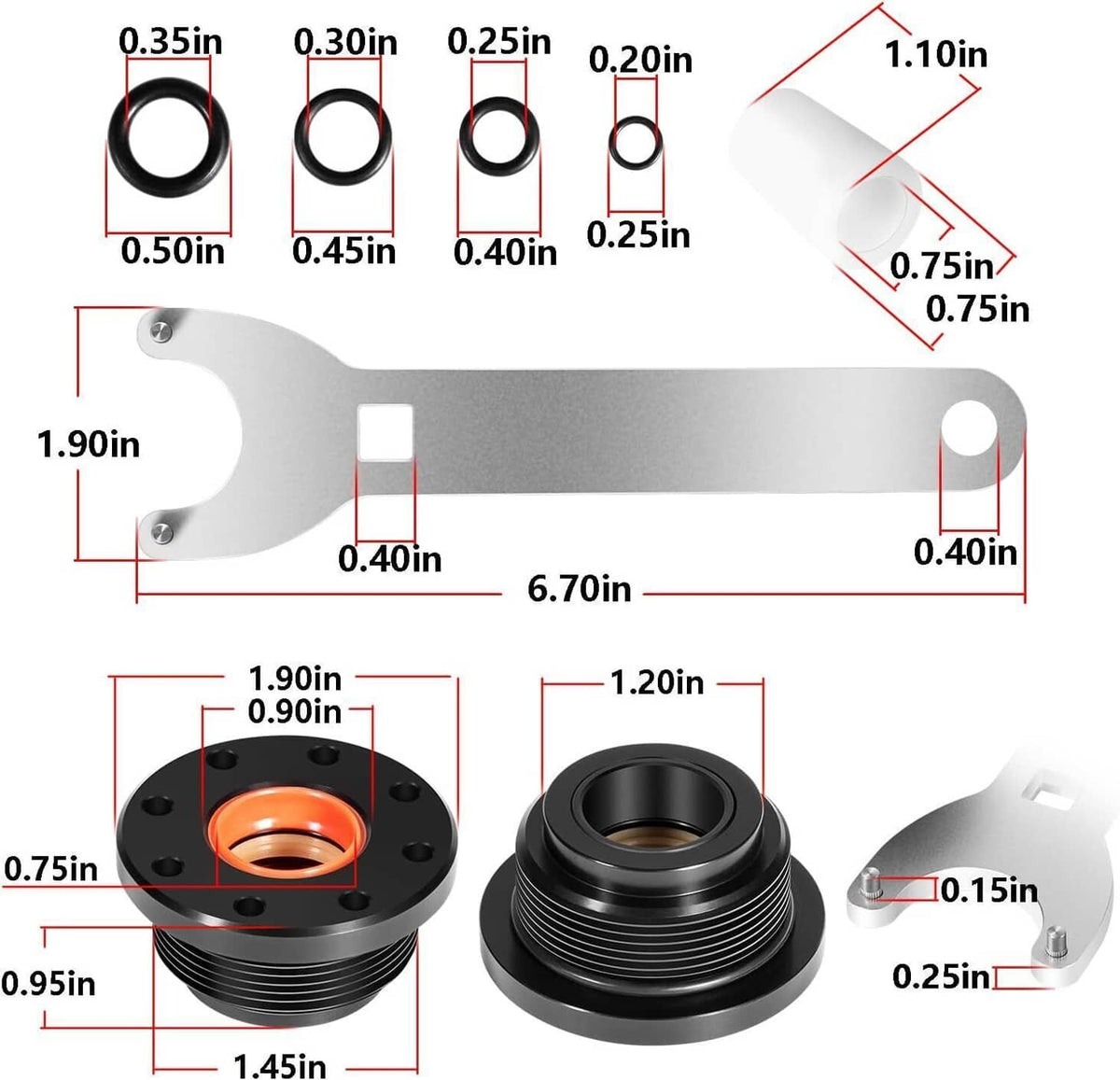 Solidspare Front Mount Hydraulic Steering Cylinder Seal Kit for SeaStar HC5345 HS5157