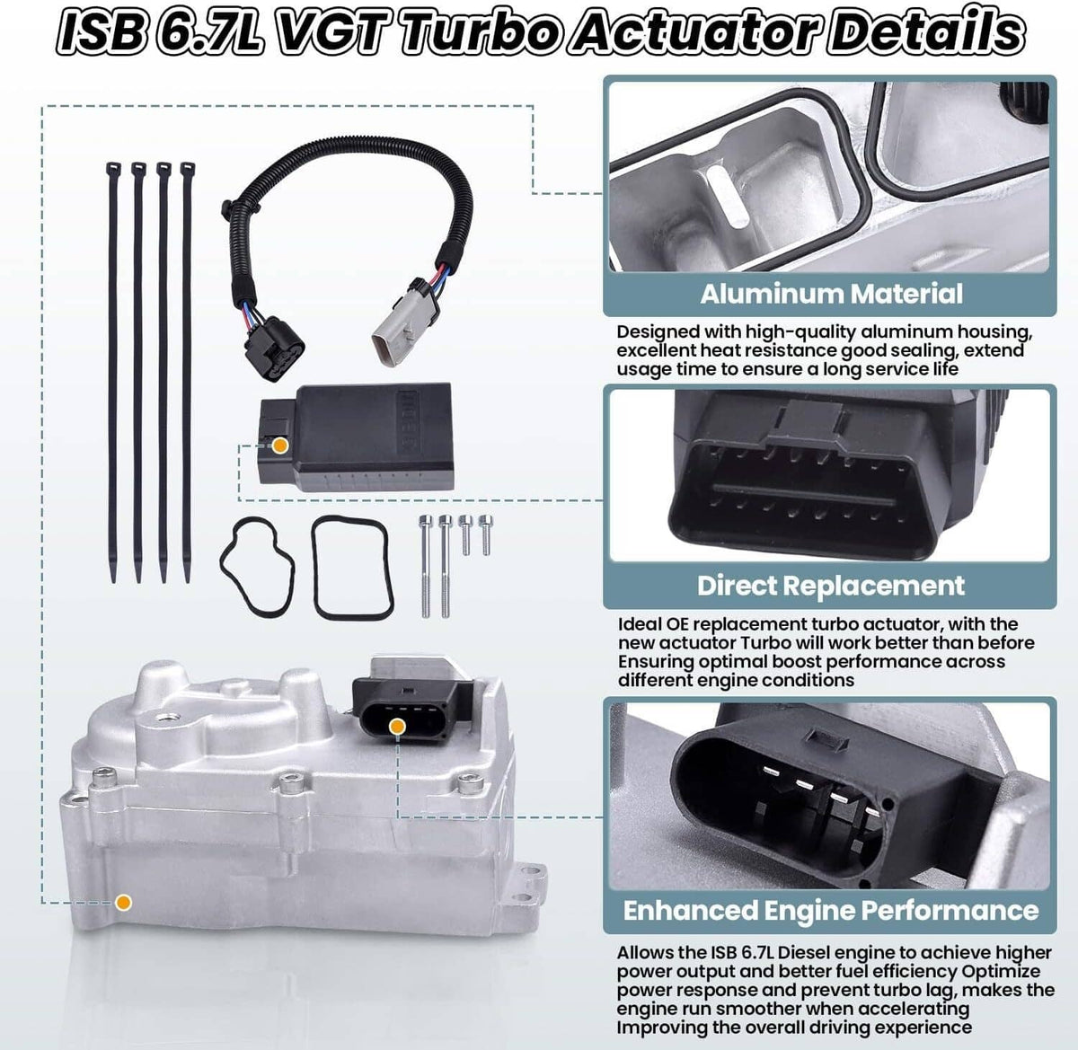 Solidspare Turbo Actuator Set wi/Calibration for 2013-18 Dodge Cummins ISB 6.7L OEM HE300VG
