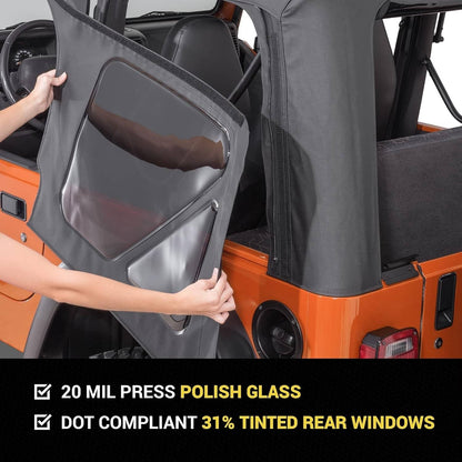 Solidspare 4Pcs For 1997-2006 Jeep Wrangler TJ Premium Rear Soft Top + Upper Skins