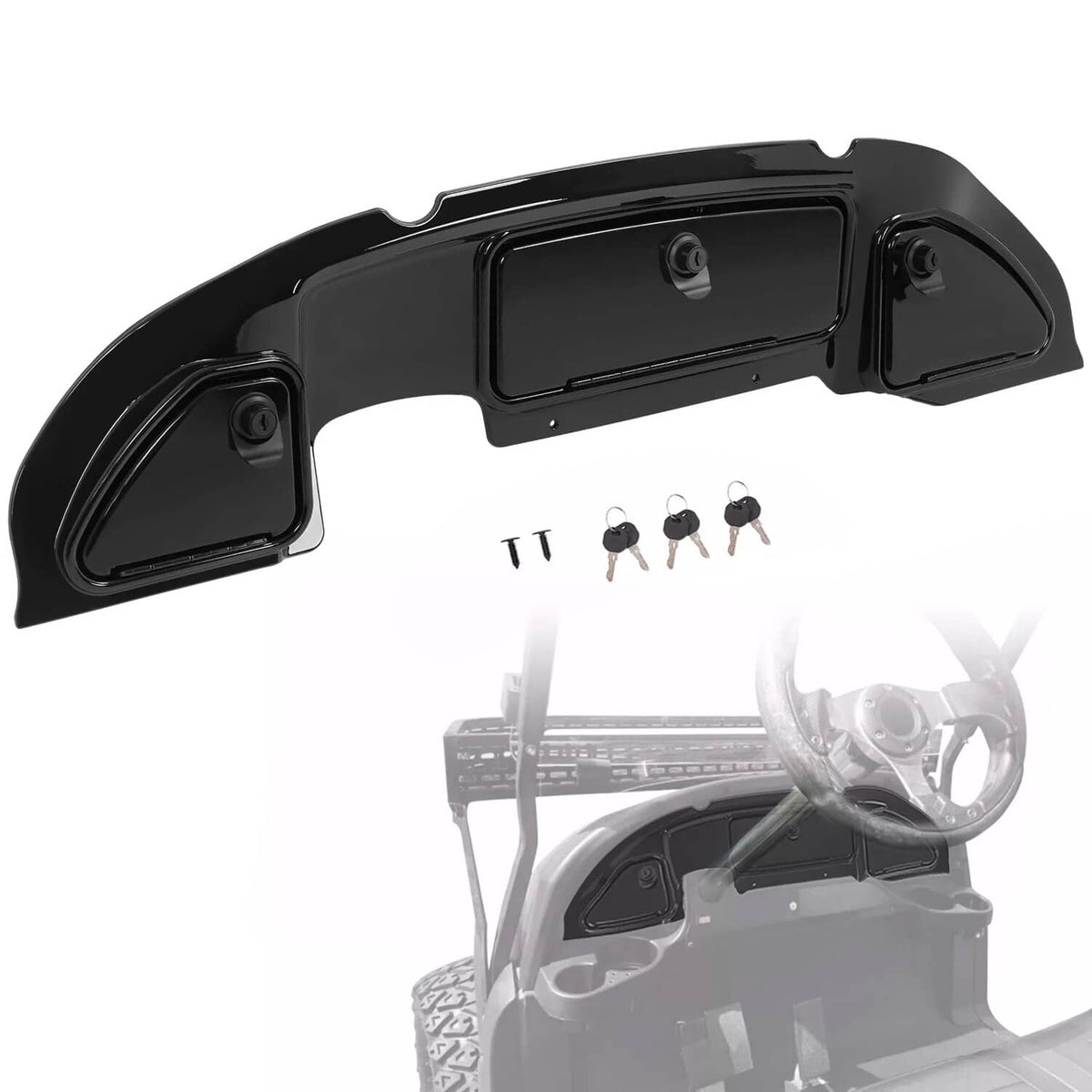Solidspare For Club Car Precedent 2004-08.5 Golf Cart Dash Kit Dashboard W/Lock Gloss Black