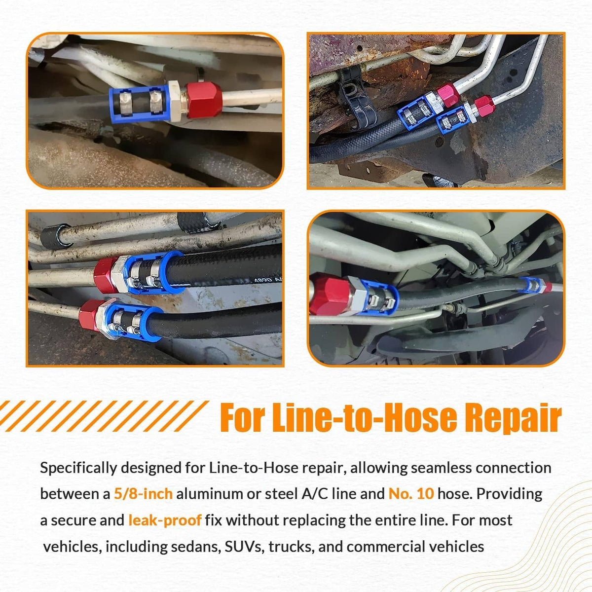Solidspare 800-670 A/C Line Splice Kit for 5/8” Line With No.10 Hose, Line to Hose Repair