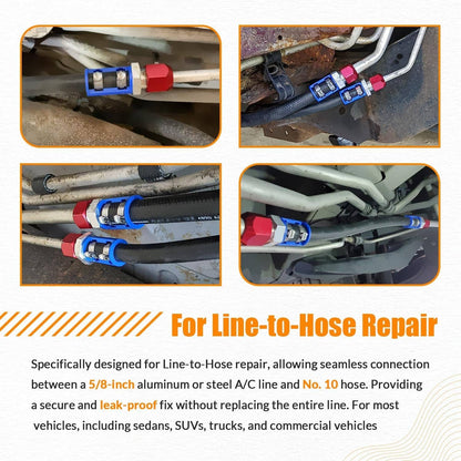 Solidspare 800-670 A/C Line Splice Kit for 5/8” Line With No.10 Hose, Line to Hose Repair