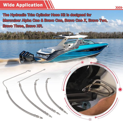 Solidspare 9B-104A Trim Tilt Hydraulic Ram Cylinder Hose Kit Fit for Mercruiser Alpha One