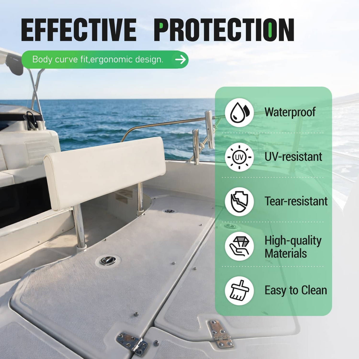 Solidspare For Universal Boat Seat Backrest W/Folding Arms Leaning Post White + Silvery