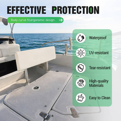 Solidspare For Universal Boat Seat Backrest W/Folding Arms Leaning Post White + Silvery