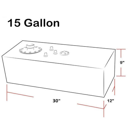 Solidspare 15 Gallon Aluminum Racing Drift Fuel Cell Gas Tank w/ Cap & Level Sender Sliver