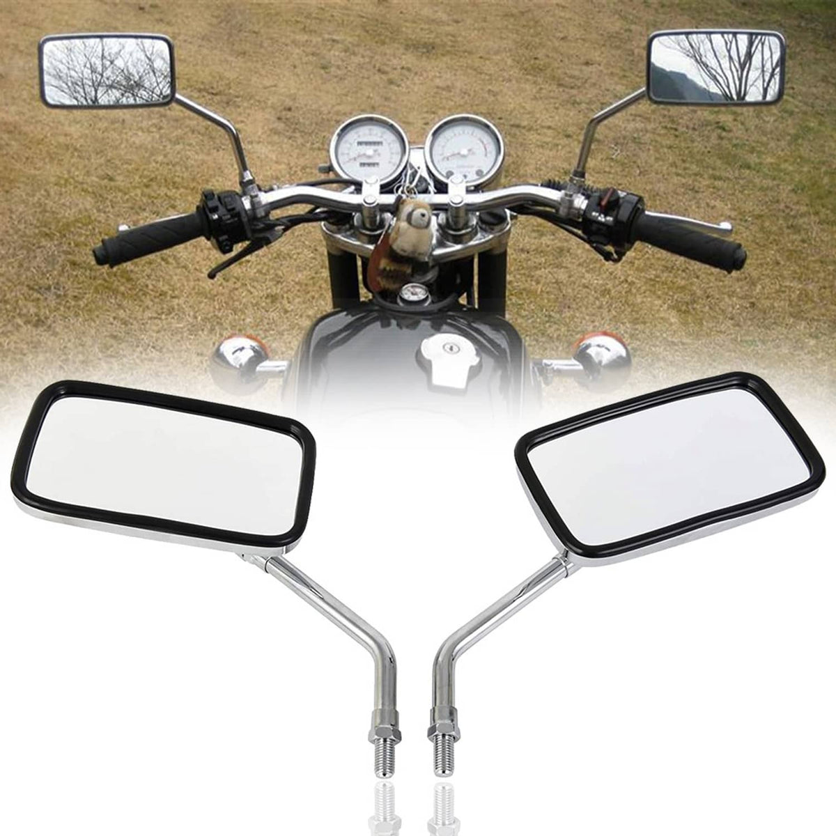 Solidspare Chrome Rectangle Rearview Side Mirrors For Honda Magna 250 VF 750C 500C 1000 US