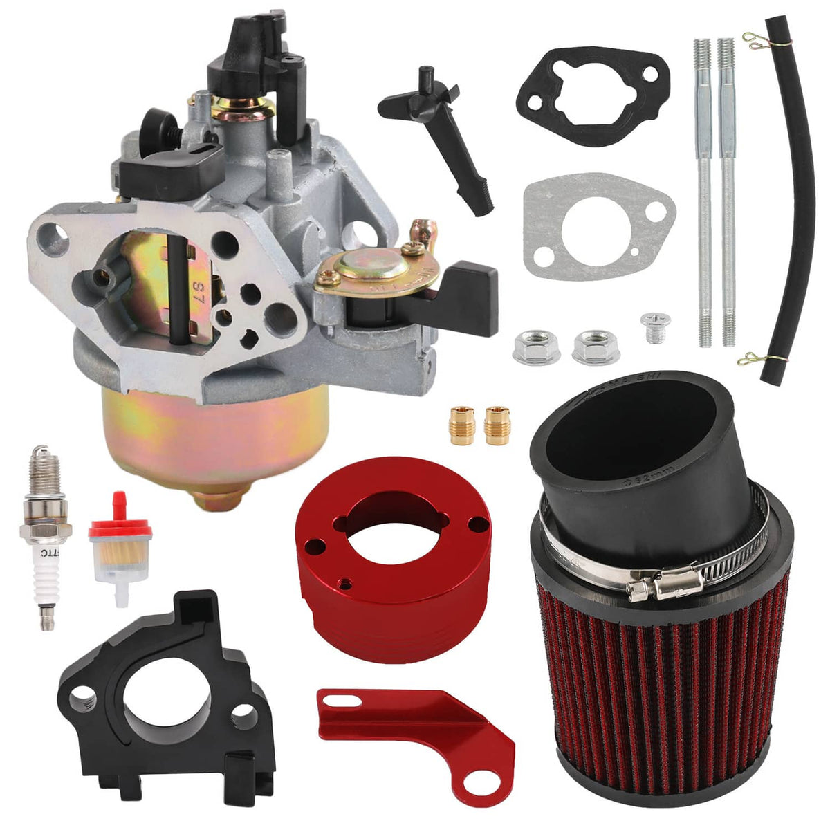 Solidspare Upgrade Air Filter Adapter Jet Kit Set For Predator 420CC 301CC 13HP 15HP Golf