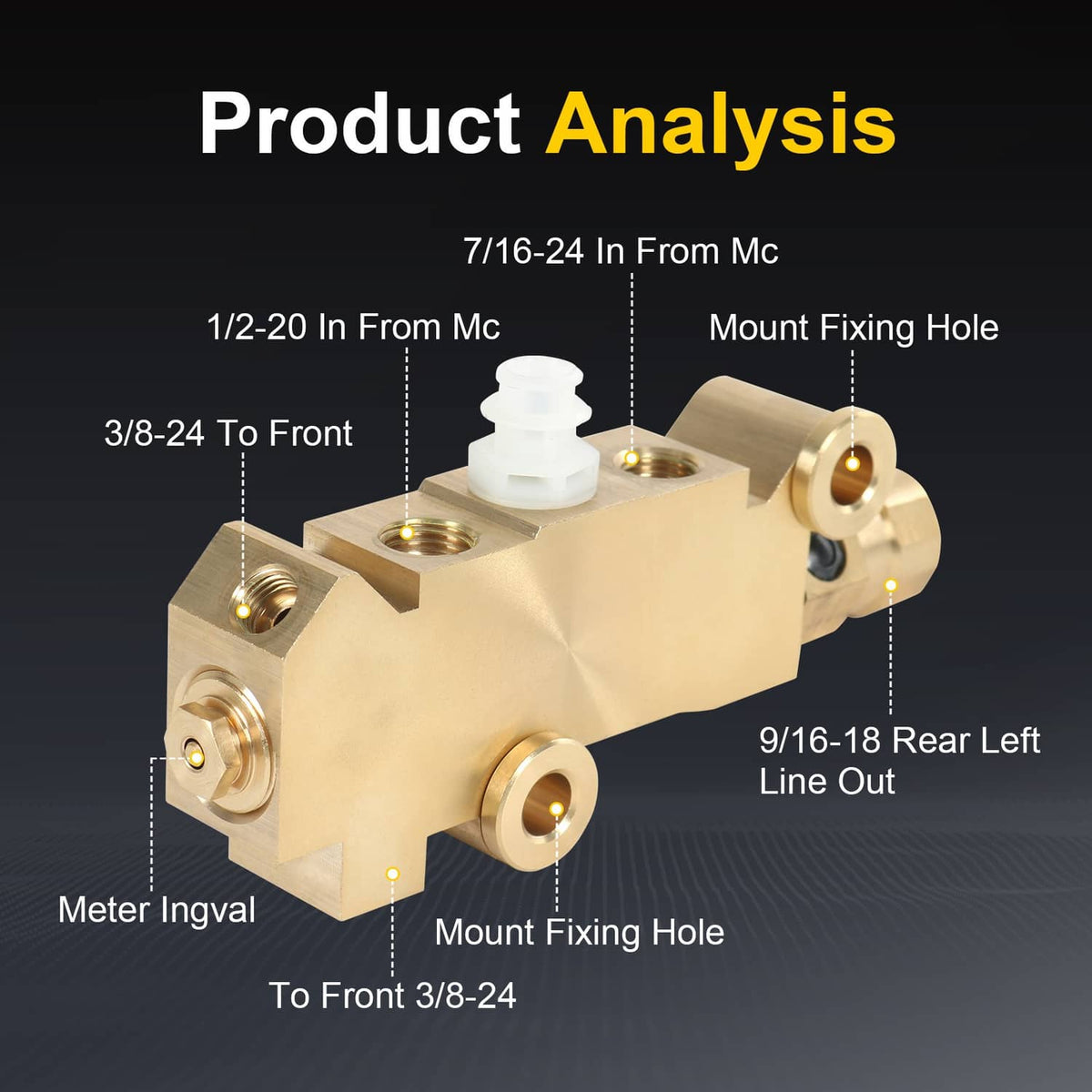 Solidspare PV2 Brass Disc/Drum Disc Front Drum Rear Brake Proportioning Valve & Mount