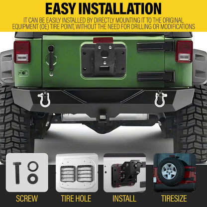 Solid Spare New Rear Spare Tire Carrier Rack For Jeep Wrangler JK JKU Unlimited 07-18