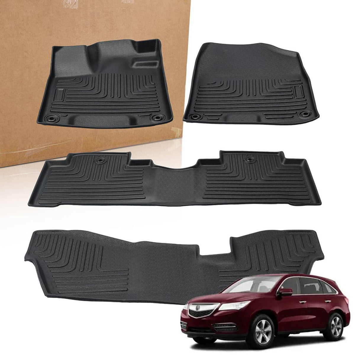 Solidspare Car Floor Mats Liner for Acura MDX 2014 2015 2016 2017 2018 2019 2020 TPE Rubber