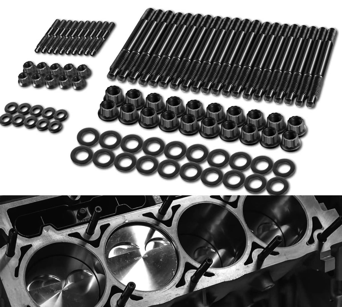 Solidspare Head Studs Bolts Kit Black For 2004-2020 Chevy GM 4.8L 5.3L 5.7L 6.0L 6.2L 7.0L