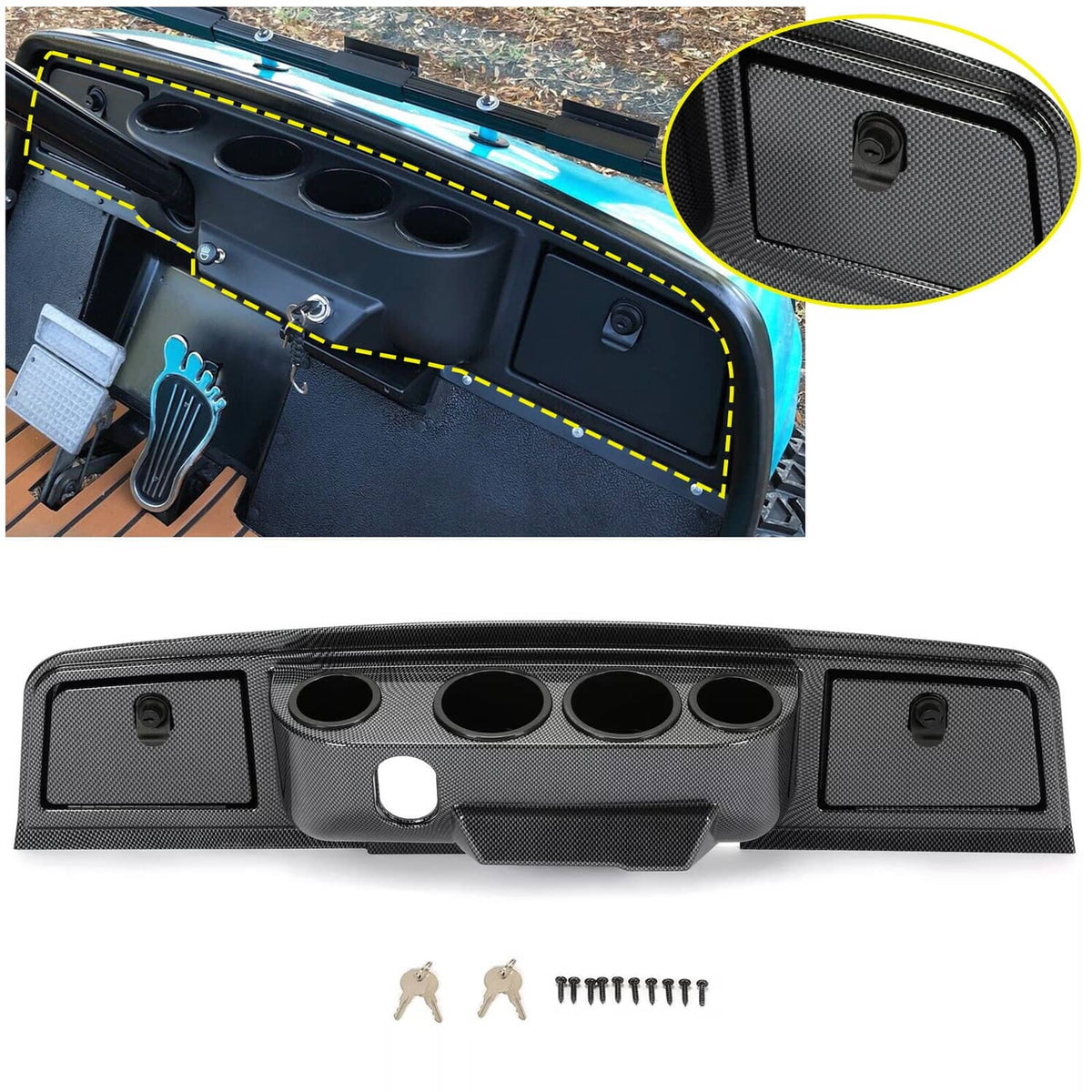 Solidspare Dash Cover For 1995-2007 Yamaha G14 G16 G19 Gas/Electric Carbon Fiber Dashboard
