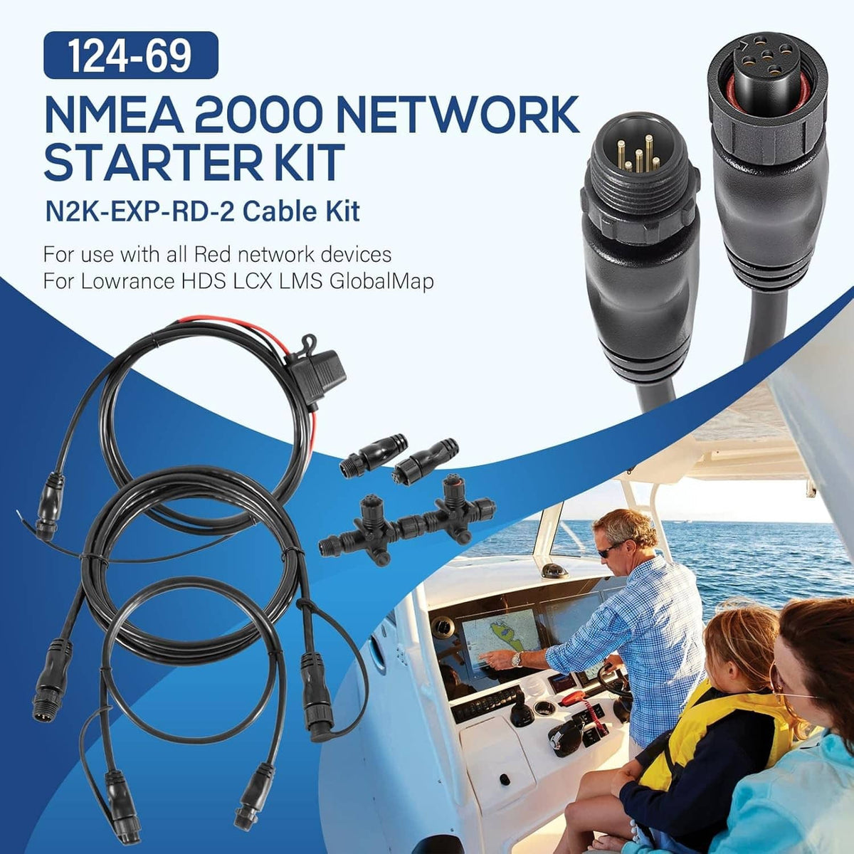 Solidspare 124-69 NMEA 2000 Network Starter Kit Replace for Lowrance N2K-EXP-RD-2 Cable Kit