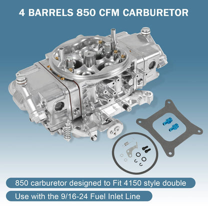 Solidspare 850CFM 4 Barrel Performance Race Carburetor Double Pumper Mechanical BR-67201